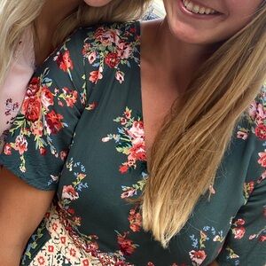 Angie Romper Maxi dress green floral large